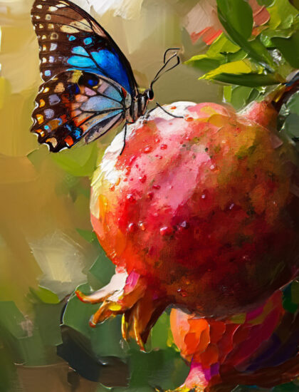 Butterfly on pamegranate_oil