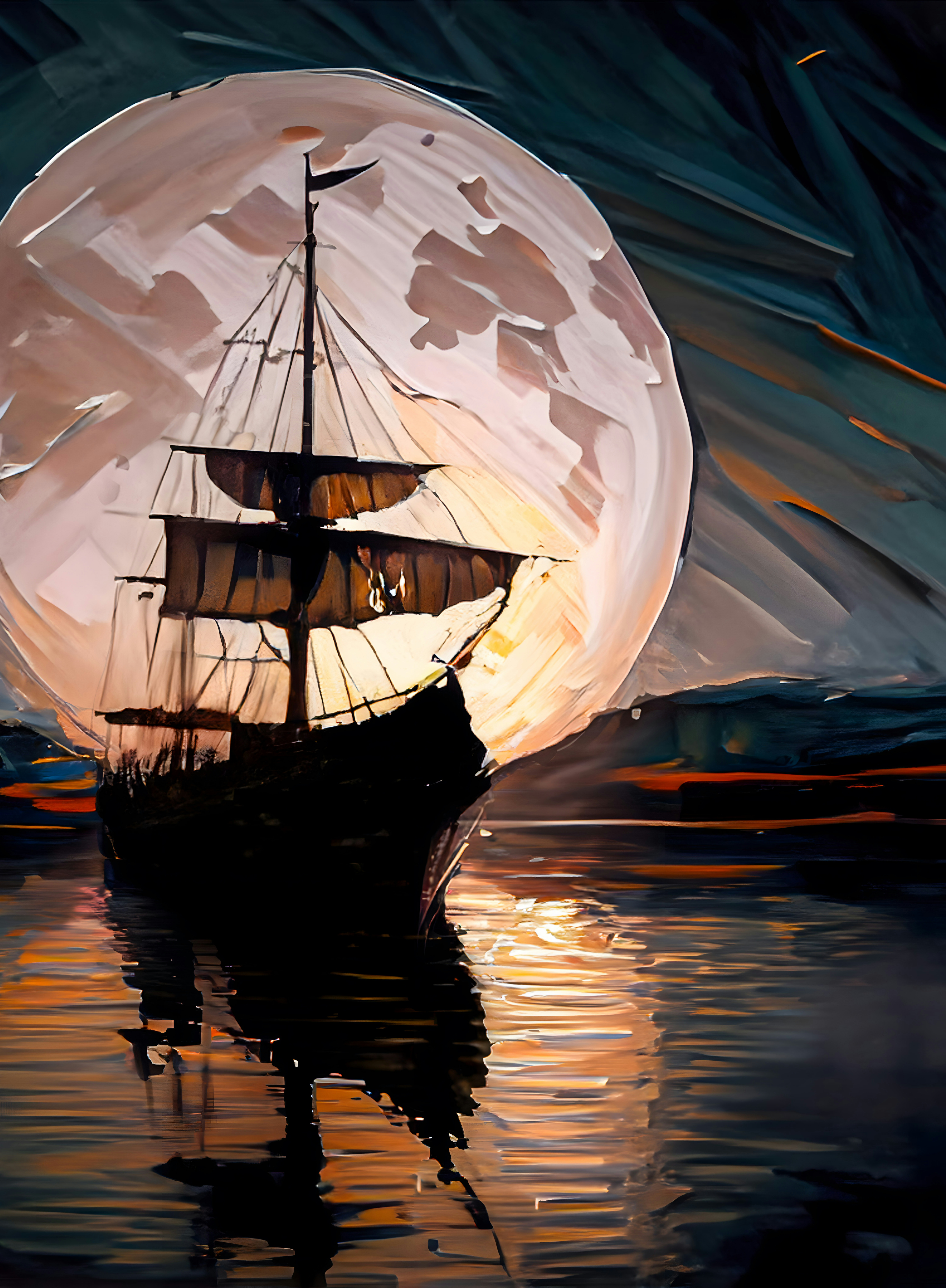 Ship with moon